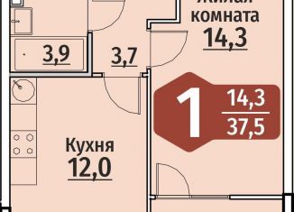 Продается однокомнатная квартира, 37.5 м2, Чебоксары, ЖК Олимп, улица Энергетиков, поз4