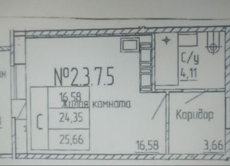 Продажа квартиры студии, 24.4 м2, поселок Бугры, Воронцовский бульвар, 5к1, ЖК Мурино 2017