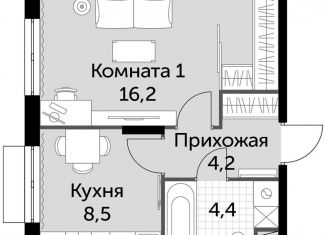 Продам 1-ком. квартиру, 33.3 м2, посёлок Развилка, ЖК Римский