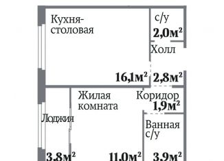 Продаю 1-комнатную квартиру, 37.7 м2, Челябинск, Комсомольский проспект, 143, ЖК Ньютон