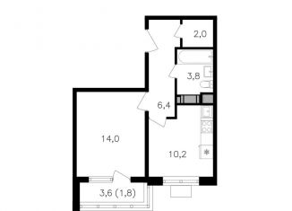 Продам 1-ком. квартиру, 38.2 м2, Москва, метро Октябрьское поле