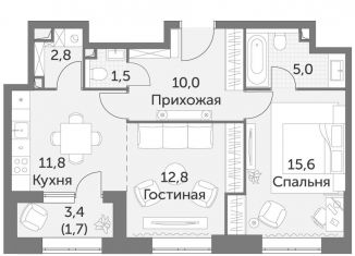 Продажа двухкомнатной квартиры, 61.2 м2, Москва, ЖК Режиссёр