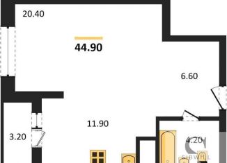 Однокомнатная квартира на продажу, 44.9 м2, Новосибирск, метро Маршала Покрышкина