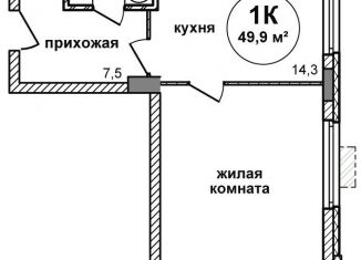 Продаю однокомнатную квартиру, 49.9 м2, Нижний Новгород, метро Горьковская, улица Родионова, 202/2