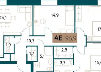 Четырехкомнатная квартира на продажу, 96.8 м2, Москва, Винницкая улица, 8к1, ЖК Настоящее
