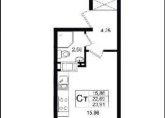 Продам квартиру студию, 22.9 м2, Мурино, улица Шувалова, 19к2, ЖК Краски Лета