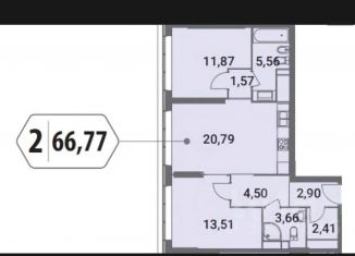 2-комнатная квартира на продажу, 66.8 м2, Москва, Шмитовский проезд, 39с4.2, ЖК Хедлайнер