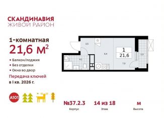 Продается квартира студия, 21.6 м2, поселение Сосенское, жилой комплекс Скандинавия, 37.2.3