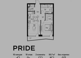 Продаю 2-комнатную квартиру, 50.7 м2, Москва, СВАО