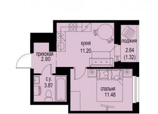 1-комнатная квартира на продажу, 30.7 м2, Мурино