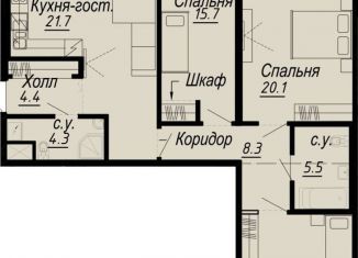 3-комнатная квартира на продажу, 99 м2, Санкт-Петербург, Петроградский район, набережная реки Карповки, 27В