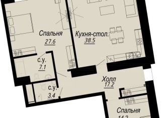 Продажа двухкомнатной квартиры, 110 м2, Санкт-Петербург, набережная реки Карповки, 27В