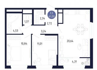 Продажа 2-комнатной квартиры, 61 м2, Тульская область