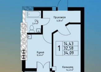Продается однокомнатная квартира, 34.1 м2, Калининградская область, улица Аллея Смелых, 204к2