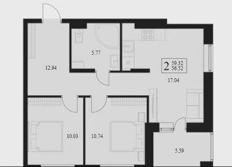 Продажа 2-комнатной квартиры, 59.3 м2, Брянская область