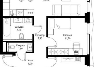 Продам 2-комнатную квартиру, 62.1 м2, Москва, станция Тушинская