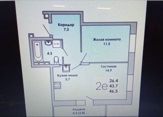 Двухкомнатная квартира на продажу, 43.7 м2, Пермский край, Спартаковская улица, 8