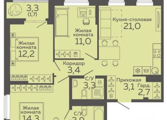 Трехкомнатная квартира на продажу, 76.6 м2, Екатеринбург, площадь 1905 года