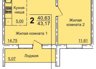 Продаю двухкомнатную квартиру, 43.2 м2, Челябинск, 2-я Эльтонская улица, 59Б