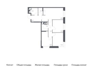 Продам трехкомнатную квартиру, 73.2 м2, поселение Мосрентген, многофункциональный комплекс Тропарево Парк, к2.1