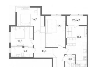 Продается трехкомнатная квартира, 89.7 м2, Калининград, улица Маршала Борзова, 109, ЖК Альпы