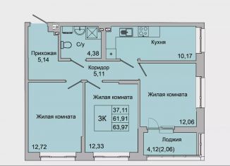 Продам 3-комнатную квартиру, 64 м2, Батайск