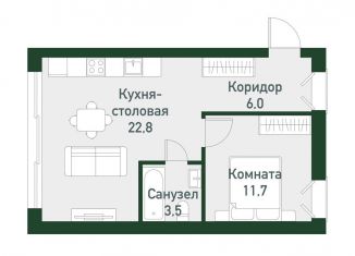 1-ком. квартира на продажу, 43.5 м2, Челябинская область, Спортивная улица, 20