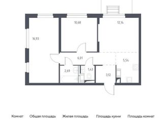 2-комнатная квартира на продажу, 58.5 м2, деревня Мисайлово, микрорайон Пригород Лесное, к6