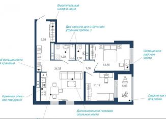 Продается двухкомнатная квартира, 70.9 м2, Липецк, микрорайон Елецкий, 2-12