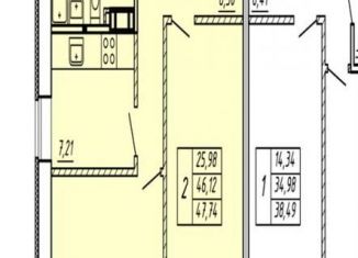 2-комнатная квартира на продажу, 44.5 м2, Челябинская область, улица Профессора Благих, 65