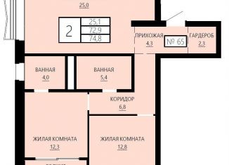 2-комнатная квартира на продажу, 47.8 м2, Екатеринбург, улица Сони Морозовой, 180, метро Динамо