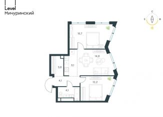 Продается трехкомнатная квартира, 59.8 м2, Москва, район Очаково-Матвеевское