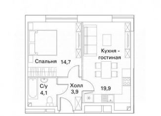 Двухкомнатная квартира на продажу, 44 м2, деревня Путилково, Сходненская улица, 10к1