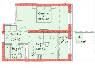 Продается однокомнатная квартира, 45.2 м2, Грозный, бульвар Султана Дудаева, 8, 2-й микрорайон