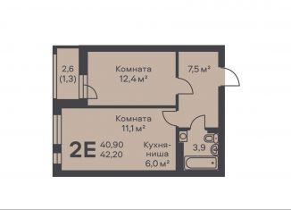 2-комнатная квартира на продажу, 42.2 м2, Пермь, улица КИМ, 46, Мотовилихинский район