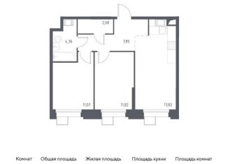 Продам 2-комнатную квартиру, 55.6 м2, поселение Мосрентген, многофункциональный комплекс Тропарево Парк, к2.3
