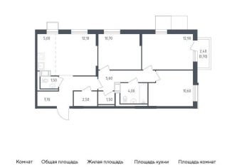 Продается 3-комнатная квартира, 74.8 м2, посёлок Песочный