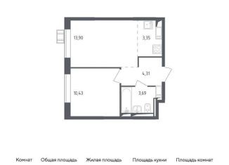 Продам 2-ком. квартиру, 35.7 м2, Видное, Советская площадь