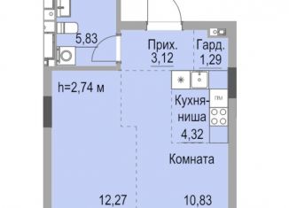 Квартира на продажу студия, 37.6 м2, Ижевск, улица Лихвинцева, 17, ЖК Республика