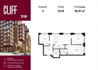 Продам трехкомнатную квартиру, 82.6 м2, Москва, ЖК Сити Бэй, Проектируемый проезд № 4089