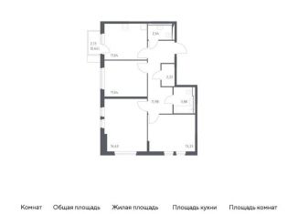 Продается 3-ком. квартира, 74.5 м2, село Остафьево, жилой комплекс Остафьево, к19