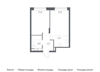 Продажа 1-комнатной квартиры, 37 м2, Московская область