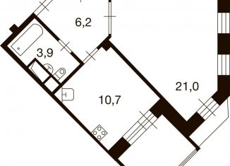 1-комнатная квартира на продажу, 43.2 м2, деревня Ивановское, улица Семёна Гордого, 3, ЖК Ново-Никольское