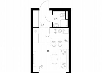 Продается квартира студия, 22.3 м2, Москва, жилой комплекс Мичуринский Парк, 4.3, метро Озёрная