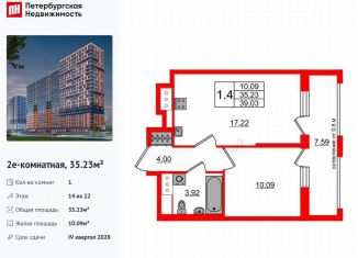 Продажа 1-комнатной квартиры, 35.2 м2, деревня Новосаратовка