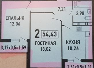 Продается 2-ком. квартира, 54 м2, Краснодар, улица имени Героя Николая Шевелёва, 5, микрорайон Губернский