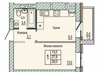 Продам однокомнатную квартиру, 29 м2, Волгоград, ЖК Колизей