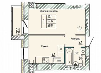 Продам однокомнатную квартиру, 28.8 м2, Волгоград, ЖК Колизей