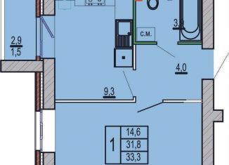 Продам 1-ком. квартиру, 33.3 м2, Волгоград