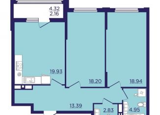 Продам 2-комнатную квартиру, 80.4 м2, Воронеж